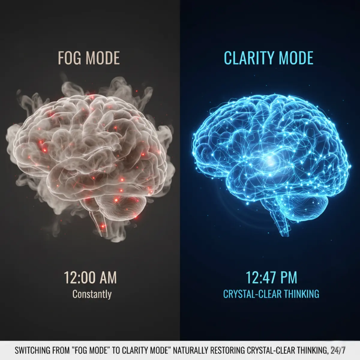 Brain transformation from fog mode to clarity mode with Synaptigen